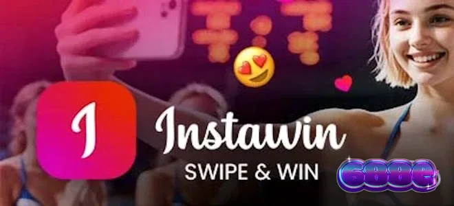 Interface do jogo Instawin com design inspirado em cartões postais e feed de redes sociais